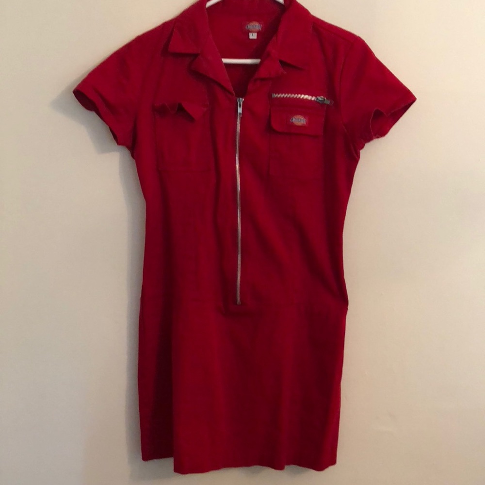 Red zipper front Dickie’s dress